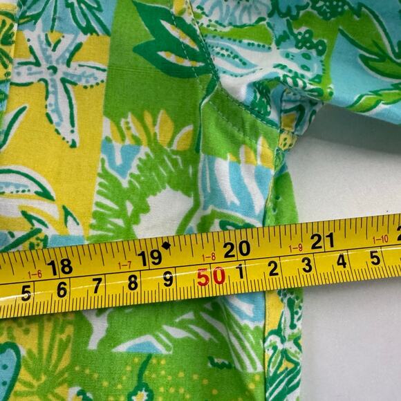 Lilly Pulitzer Vintage Green & Yellow Floral Button Shirt Dress Small Hong Kong - Picture 7 of 7